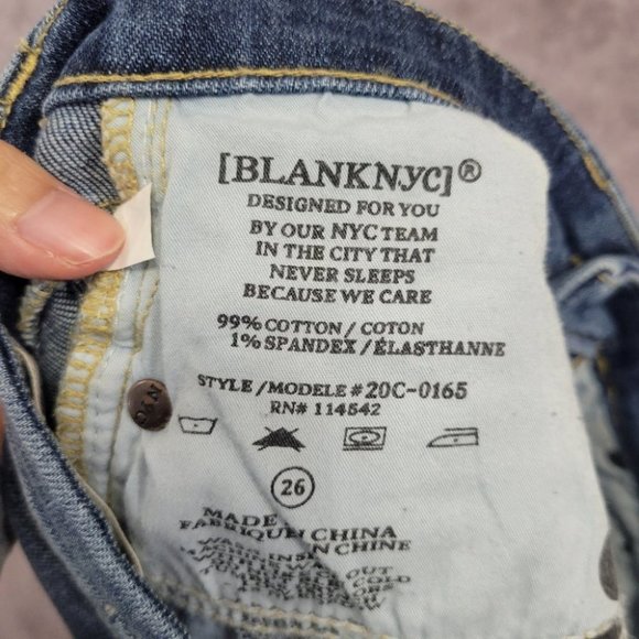 Blank NYC Light Distressed Raw Hem Denim Mini Skirt size 26 - Picture 9 of 11